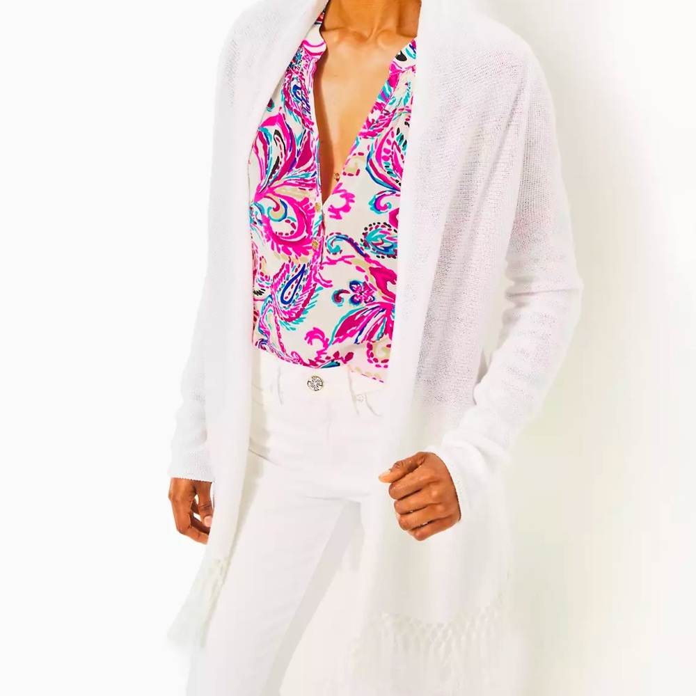 Lilly Pulitzer White Tatum Cardigan Size Small